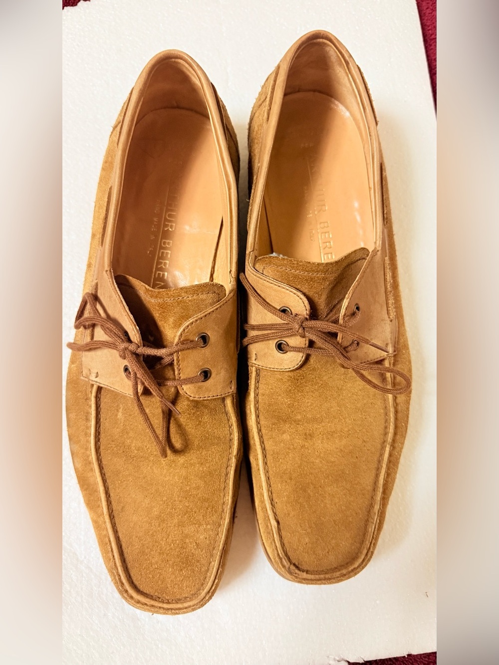 Men's Suede Lace-Up Boat Shoes in Tan